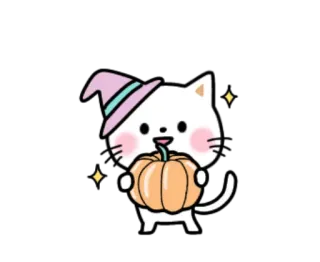 🎃 кот, ведьма, тыква, хэллоуин, стикер, милый whatsapp sticker