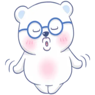 🐻 beruang, kartun, imut, kacamata, beruang putih, animasi telegram sticker