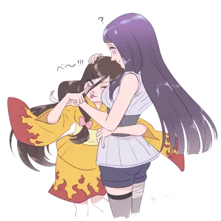 👭 Hinata Hyuga Naruto 애니메이션, 만화, 망가, 여성, 캐릭터, 포옹, 친구 telegram sticker