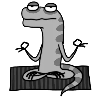 😌 Eidechse, Meditation, Yoga, Reptil, Cartoon, Grau telegram sticker