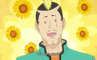 😀 This guy is stupid. Аниме, Тупой, Смешной, Персонаж, Подсолнухи telegram sticker