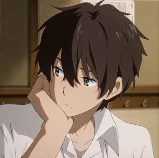 📜 anime, character, bored, sad, thinking, boy, teen telegram sticker