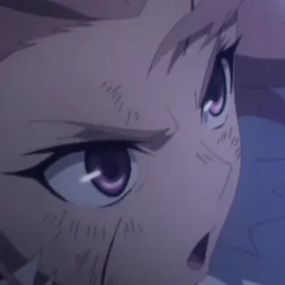 💕 アニメ, シリアス, 紫色の目, クローズアップ, 表情 telegram sticker