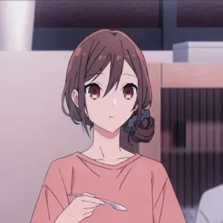 😐 anime, girl, cartoon, portrait, character, food, eating, spoon telegram sticker
