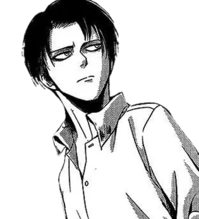 😒 Levi Ackerman Attack on Titan Levi Ackerman, Attack on Titan, anime, manga, character, black and white telegram sticker