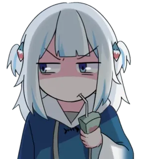 🙄 Gawr Gura 动漫, 虚拟主播, 鲨鱼, Gura, 可爱, 梗 whatsapp sticker