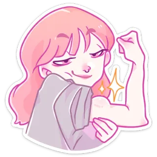 💪 fille, muscle, fort, puissance, féministe, autonomisation whatsapp sticker