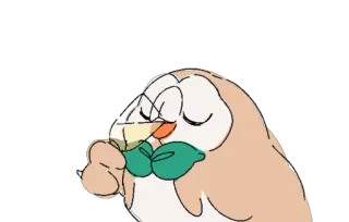🥂 Rowlet pokemon, hibou, mignon, dessin animé telegram sticker