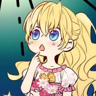 👑 Anime, Dessin animé, Fille, Fleurs, Mignon, Chibi, Blonde telegram sticker