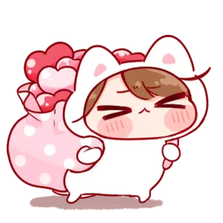 💞 lindo, gato, kawaii, corazón, amor, dibujo animado whatsapp sticker
