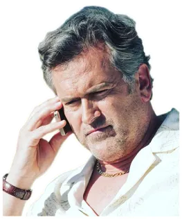 📲 man, phone, serious, communication, adult telegram sticker