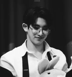 🌑 SHOWWONHYUN 男人, 眼镜, 韩国, 微笑 telegram sticker