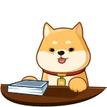 📖 狗, 柴犬, 书, 书桌, 动物, 宠物, 可爱, 卡哇伊 telegram sticker