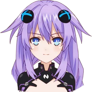 😀 Neptune Hyperdimension Neptunia Anime, Jeu vidéo, Personnage, Cheveux violets, Hyperdimension Neptunia telegram sticker