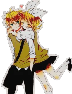 😘 Rin and Len Kagamine Anime, Vocaloid, Rin Kagamine, Len Kagamine, Personaggi, Carino whatsapp sticker
