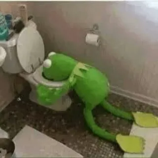 🤢 Kermit カーミット, マペッツ, 悲しい, トイレ, 病気, 面白い telegram sticker