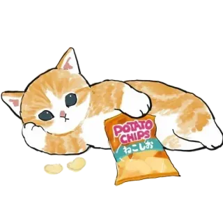 🍟 POTATO CHIPS
ねこシオ kucing, anak kucing, keripik kentang, camilan, makanan, imut, Jepang telegram sticker