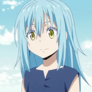 🌟 Rimuru Tempest That Time I Got Reincarnated as a Slime アニメ, リムル＝テンペスト, 転生したらスライムだった件, 異世界, 漫画, 青髪, アニメキャラクター whatsapp sticker