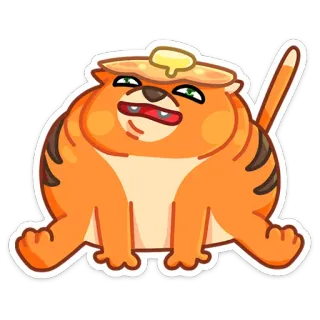 😡 gato, panqueca, manteiga, fofo, desenho animado, engraçado telegram sticker