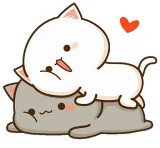 😌 gato, lindo, amor, corazón, kawaii, pegatina, animal whatsapp sticker