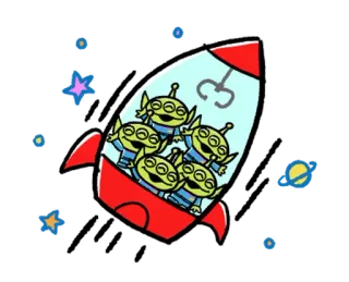 😝 Aliens Toy Story 외계인, 로켓, 토이 스토리, 디즈니, 우주, 집게 telegram sticker