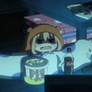 🍕 POP anime, girl, popcorn, cola, snack, tv, cute telegram sticker