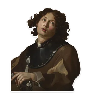 🙄 painting, artwork, sword, historical, armor, man, portrait telegram sticker