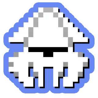 🐟 calamar, pixel art, créature marine, 8-bit, mignon, blanc, bleu telegram sticker