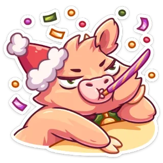 🥳 돼지, 파티, 축하, 동물, 만화, 휴일, 축제, 새해 telegram sticker