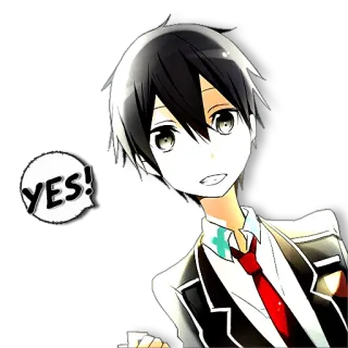 😬 YES! yes, affirmative, anime, manga, boy, cartoon telegram sticker