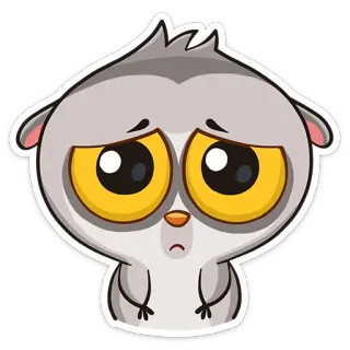 😢 triste, contrarié, déçu, mignon, dessin animé, gris, grands yeux whatsapp sticker
