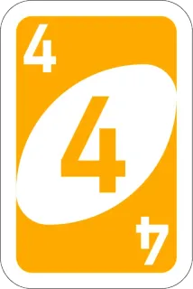 4️⃣ 4 Uno, kaart, nummer, spel, geel telegram sticker
