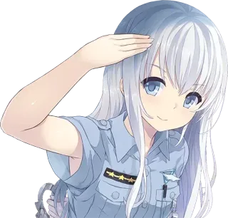 👮‍♀ Anime, Ragazza, Saluto, Ufficiale, Polizia, Carino telegram sticker