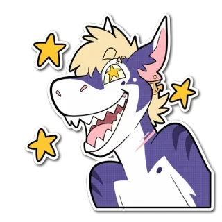 😚 Furry, Anthropomorph, Cartoon, Tier, Sterne, Lächeln whatsapp sticker