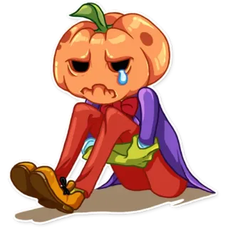 😢 pumpkin, sad, crying, character, halloween, fall, autumn whatsapp sticker