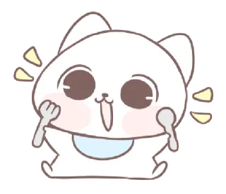 🥄 gato, fofo, animal, kawaii, desenho animado, feliz, adesivo, animado whatsapp sticker