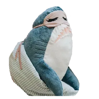 😴 tubarão, máscara de dormir, pelúcia, fofo, animal, brinquedo whatsapp sticker