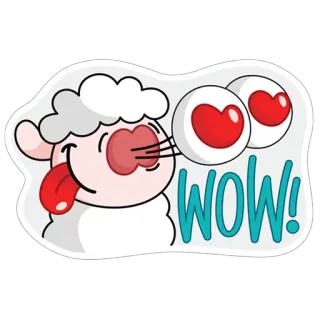 😊 WOW! sheep, love, cute, cartoon, animal, wow whatsapp sticker