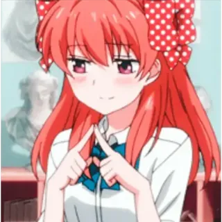 ☺️ anime, girl, red hair, bow, cute, cartoon telegram sticker