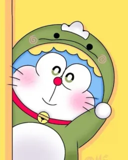 👋 Doraemon doraemon, anime, hoạt hình, dễ thương, kawaii, xanh lá cây whatsapp sticker