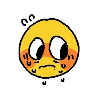 😳 Emoji, Jaune, Visage, Expression, Dessin animé, Mignon telegram sticker
