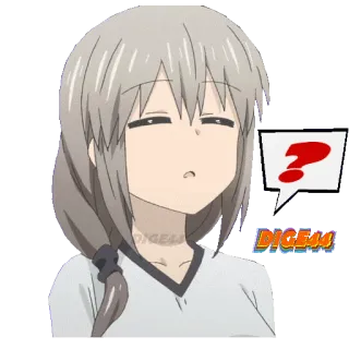❓ Uzaki Hana Uzaki-chan Wants to Hang Out! anime, sticker, uzaki chan, question mark, grey hair telegram sticker