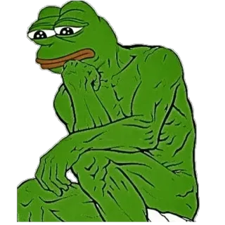 🔪 Pepe the Frog Pepe, Kikker, Meme, Denken, Verdrietig, Groen, Internet cultuur whatsapp sticker