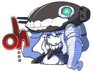 😑 oh anime, robot, cute, speech bubble, greeting, white hair, character telegram sticker