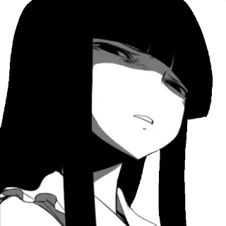 😒 Anime, Mangá, Garota, Preto e branco, Sério, Retrato telegram sticker