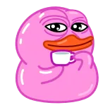 ☕ anatra, rosa, bevendo, rilassante, carino, blob, tè, relax telegram sticker
