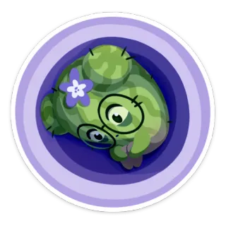 😣 Desenho animado, Verde, Flor, Óculos, Fofo, Personagem whatsapp sticker
