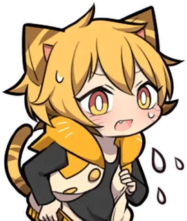 😰 anime, cat, sweating, nervous, chibi, kawaii, character, animal ears whatsapp sticker