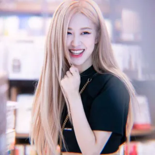 🥠 Rose K-pop, cantora, Rosé, Blackpink, mulher, retrato, sorriso telegram sticker
