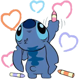 ❤ Stitch Lilo & Stitch Stitch, Lilo & Stitch, Disney, cute, alien, heart telegram sticker